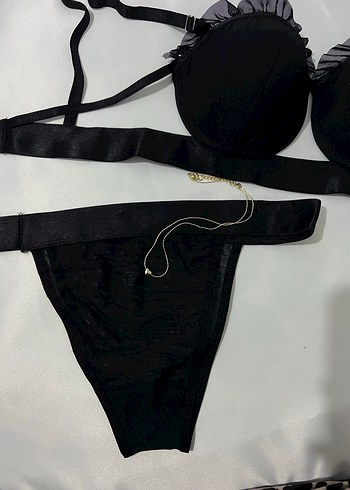 Siyah Lotus Dolgulu Sütyen ve Külot Takımı - Görsel 3