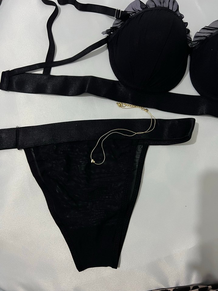 Siyah Lotus Dolgulu Sütyen ve Külot Takımı - Görsel 3