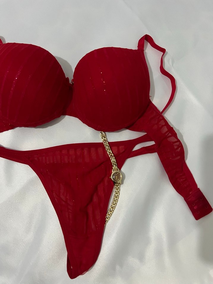 Kırmızı Bohem Tarzda Sütyen ve Tanga - Görsel 2
