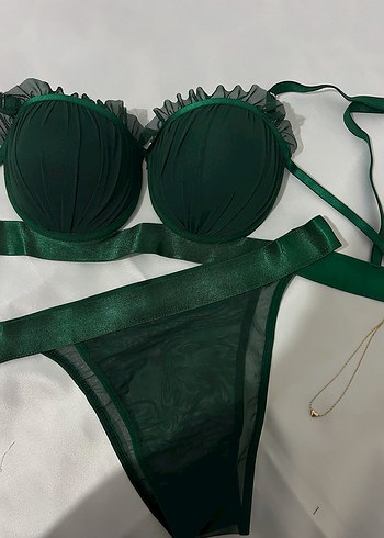 Koyu Yeşil Dolgulu Sütyen Takımı - Görsel 3
