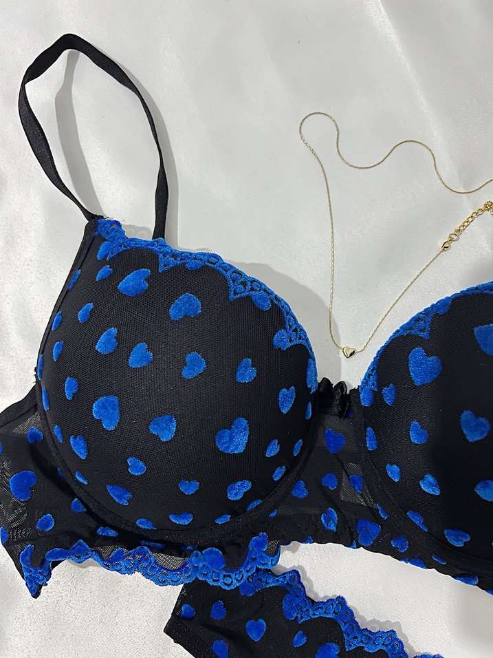 Mavi Desenli Gotik Dolgulu Sütyen - Görsel 2
