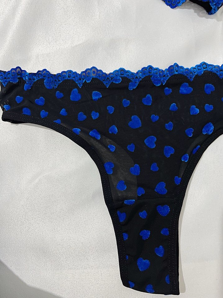 Mavi Desenli Gotik Dolgulu Sütyen - Görsel 3