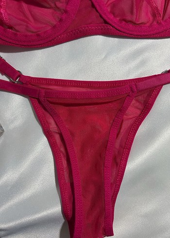 Fuşya Pembe Sütyen Takımı Tül - Görsel 2