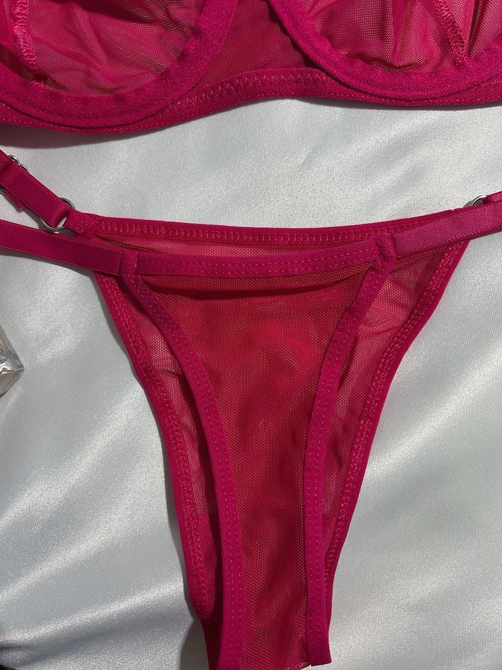 Fuşya Pembe Sütyen Takımı Tül - Görsel 2