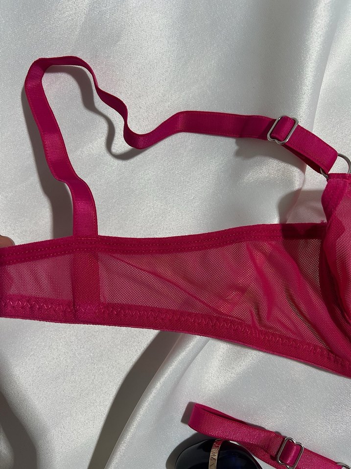 Fuşya Pembe Sütyen Takımı Tül - Görsel 3