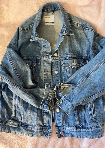 Bershka Düğmeli Mavi Kadın Denim Ceket