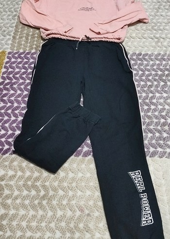 Beli Kemerli Siyah Rahat kız çocuk Eşofman takimi