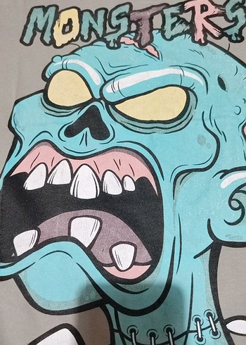 Koton Gri Erkek Tişörtü, Baskılı, Rock Punk