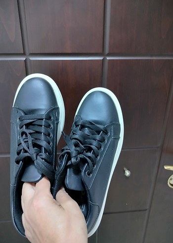 36 Beden siyah Renk Siyah Bağcıklı Stiletto Topuklu Kadın Spor Ayakkabı