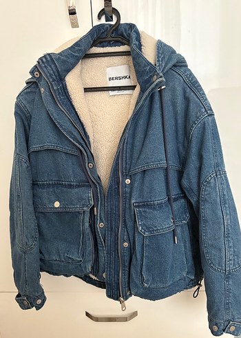 Bershka Kadin Mavi Dugmeli Denim Ceket