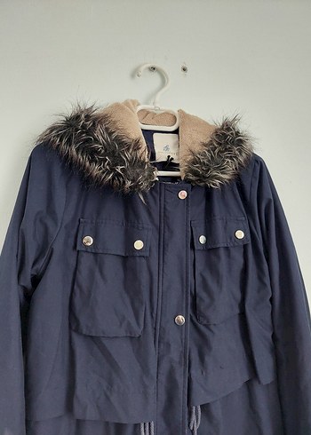 kapüşonlu lacivert uzun kışlık mont - Görsel 2