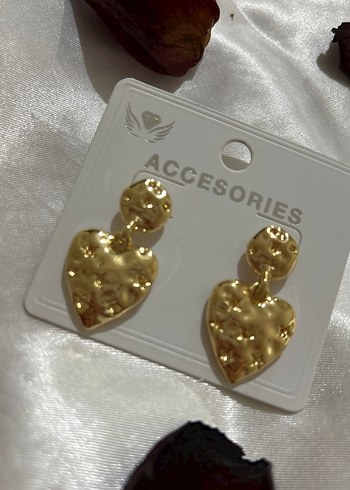 Accessorize Parlak Altın Kalp Küpeler