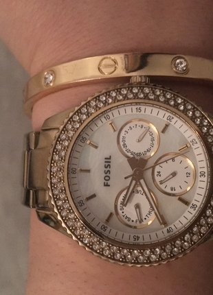 fossil altın sarısı saat