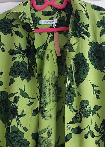 Yeşil Desenli Uzun  Tunik-gömlek - Görsel 3