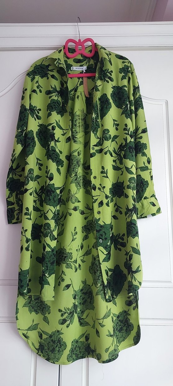 Yeşil Desenli Uzun  Tunik-gömlek - Görsel 2