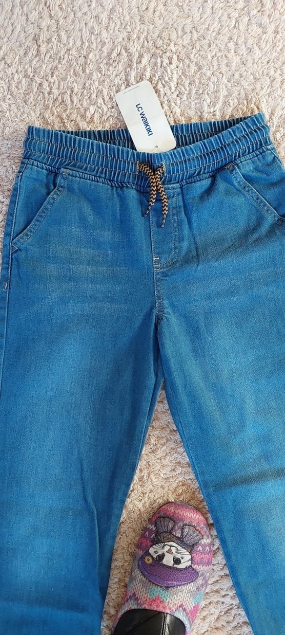 Erkek Çocuk Gri Mavi Bol Kesim Denim Pantolon - Görsel 2