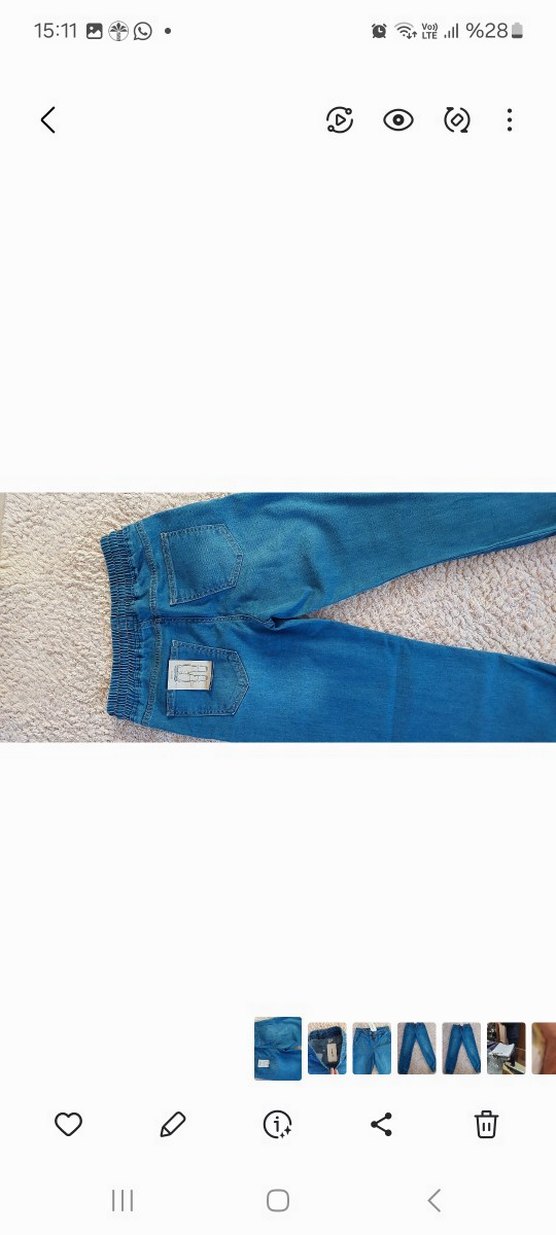 Erkek Çocuk Gri Mavi Bol Kesim Denim Pantolon - Görsel 5