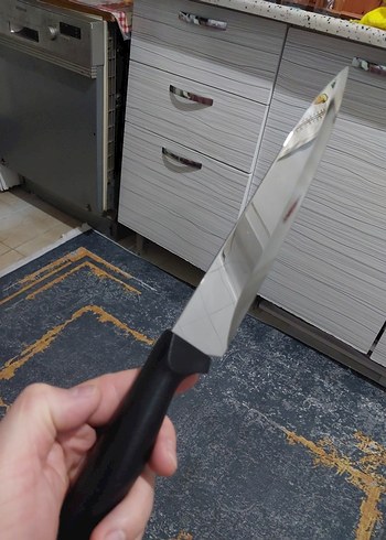 Beden gri Renk Siyah Saplı Keskin Mutfak Bıçağı