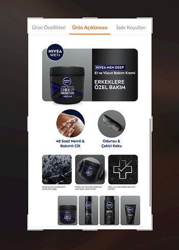 Nivea Men Deep Impact El ve Vücut Kremi 400 ML - Görsel 6