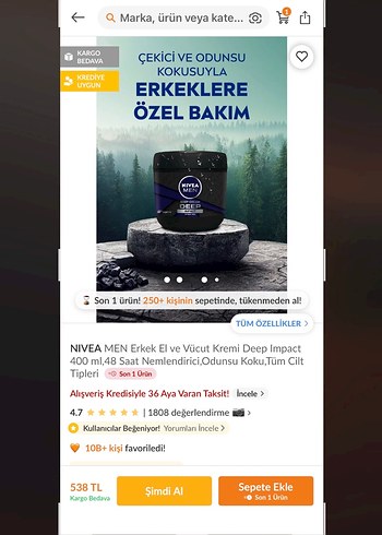 Nivea Men Deep Impact El ve Vücut Kremi 400 ML - Görsel 4