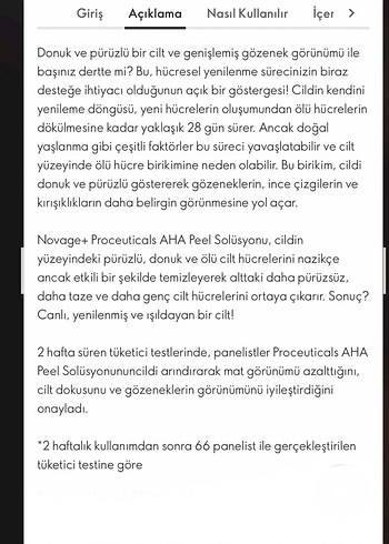  Beden Renk Novage+ AHA Peel Solüsyon Yüz Temizleyici