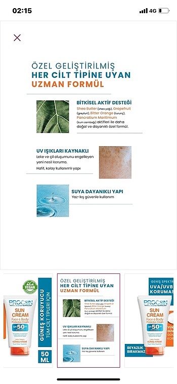 Procsin PROCSİN GÜNEŞ KREMİ YÜZ&VÜCUT SPF50+