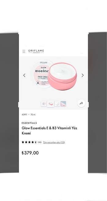  Beden Renk Glow Essentials E & B3 Vitaminli Yüz Kremi 75 ml