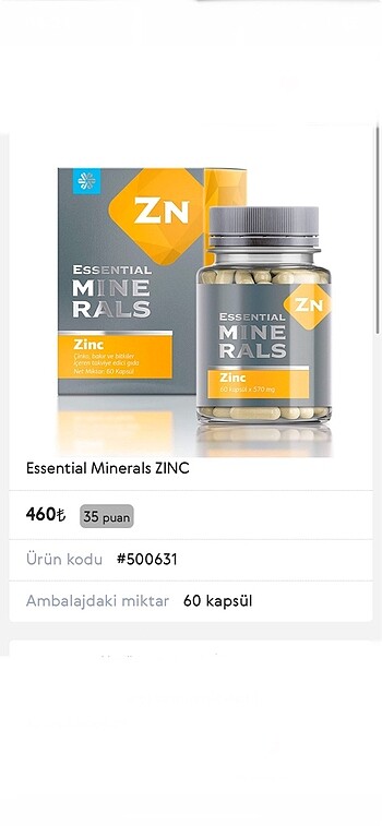 Diğer Essential Minerals ZINC ( ÇİNKO )