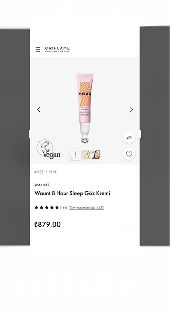 Waunt 8 Hour Sleep Göz Kremi 15 ml - Görsel 2