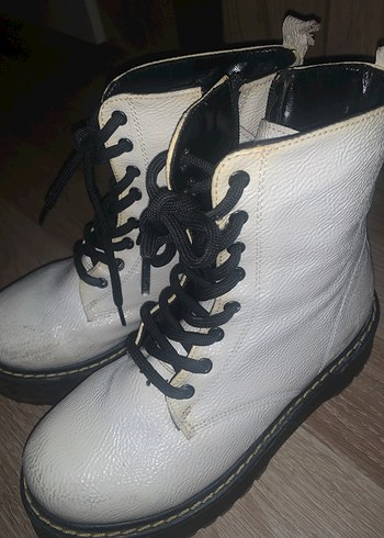 37 Beden beyaz Renk Beyaz Bağcıklı Yüksek Topuklu Punk Botlar