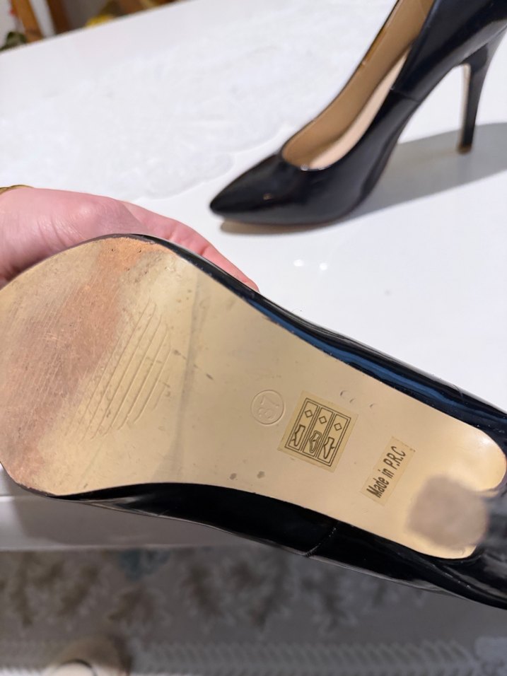Kadın Siyah Rugan Stiletto Topuklu Ayakkabı - Görsel 5