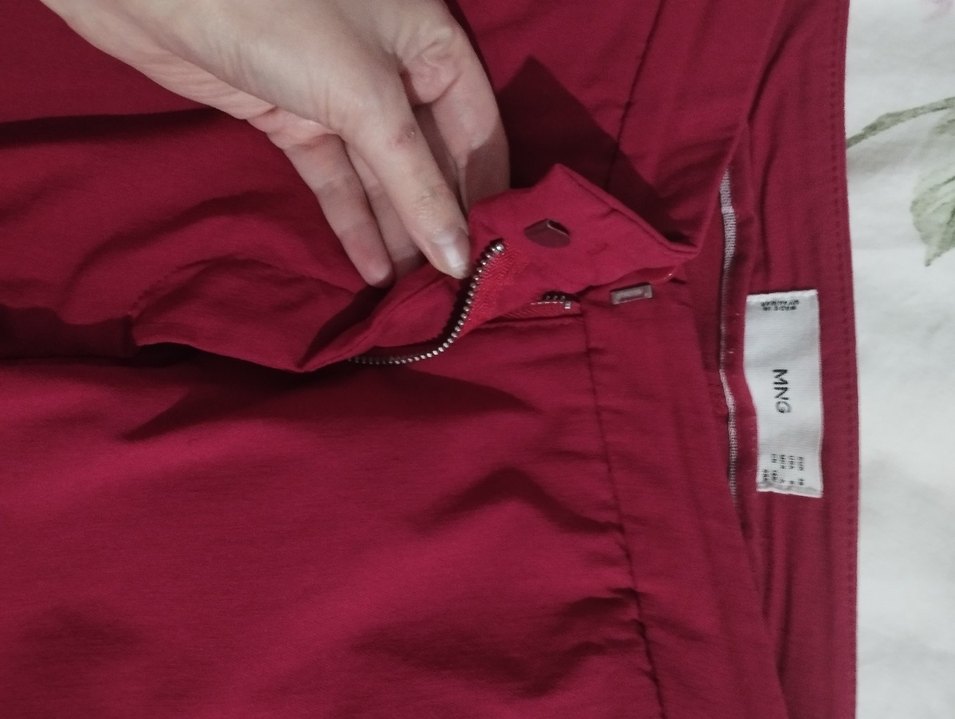 mango bordo esnek kumaş pantolon - Görsel 4