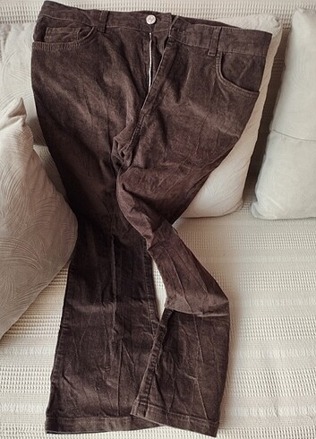 Kahverengi kadife ispanyol paça pantolon - Görsel 6