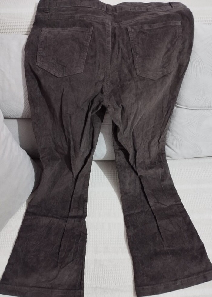Kahverengi kadife ispanyol paça pantolon - Görsel 2