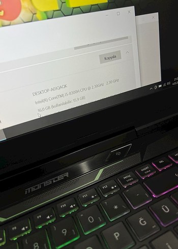 Çok renkli Monster oyun dizüstü bilgisayarı - Görsel 2