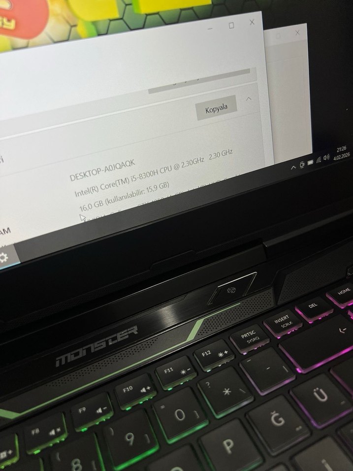 Çok renkli Monster oyun dizüstü bilgisayarı - Görsel 2