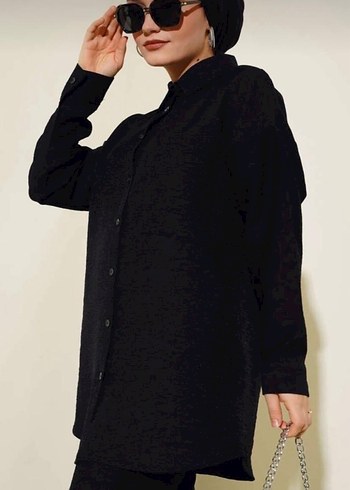 Zincir Detaylı Siyah Midi Deri Takım - Görsel 2