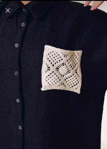 Nakış Detaylı Siyah Kadın Gömlek - Görsel 2