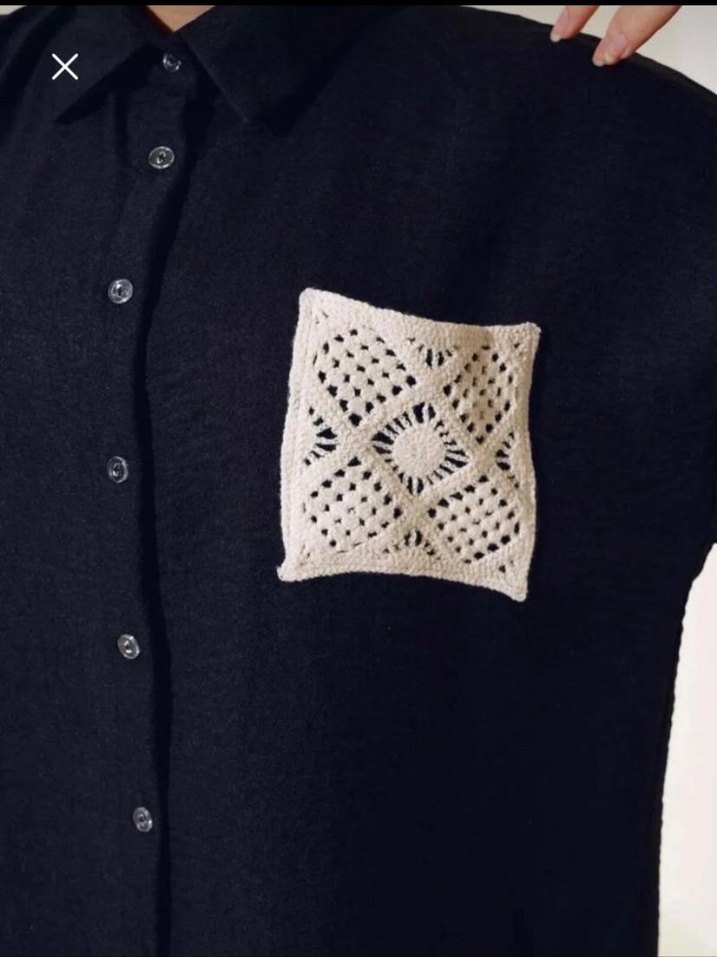 Nakış Detaylı Siyah Kadın Gömlek - Görsel 2