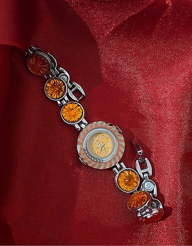 AMBER TAŞ DETAYLI VİNTAGE SAAT
