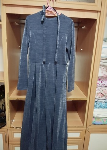 Gri Piliseli Uzun Kadın Elbise abiye - Görsel 3