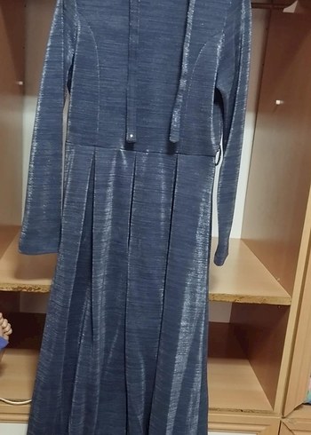 Gri Piliseli Uzun Kadın Elbise abiye - Görsel 2