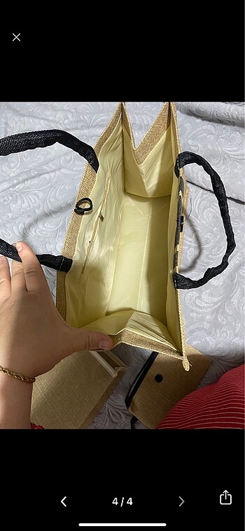 3 PARÇA HASIR ÇANTA MAKYAJ ÇANTASI MİNİ CÜZDAN SETİ - Görsel 4