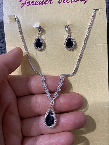 3 parça taşlı kolye takı seti - Görsel 5