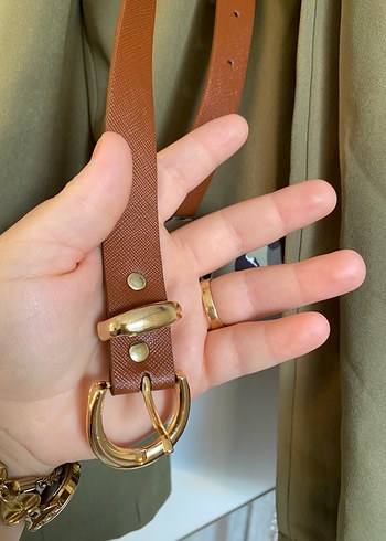 Kahverengi Kuşaklı Uzun Kadın Blazer - Görsel 6