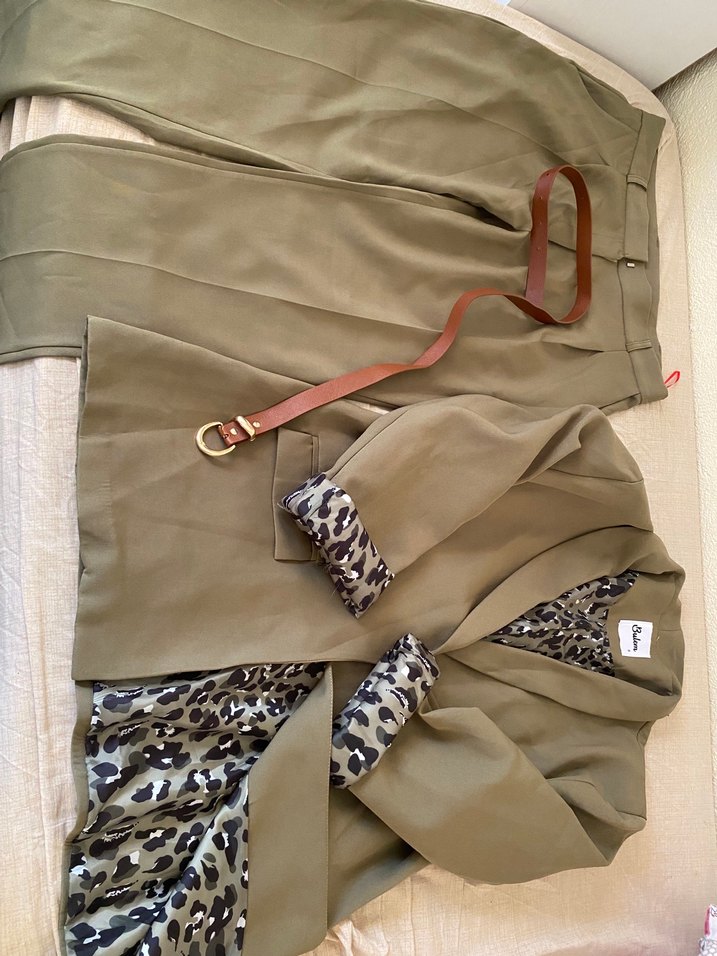 Kahverengi Kuşaklı Uzun Kadın Blazer - Görsel 2