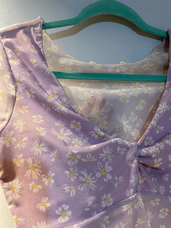 Tül Çiçekli Lila Bluz - Görsel 2