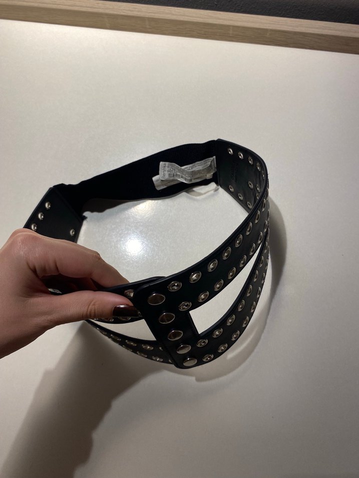 Tokalı Siyah Deri Punk Kemer Korse - Görsel 2