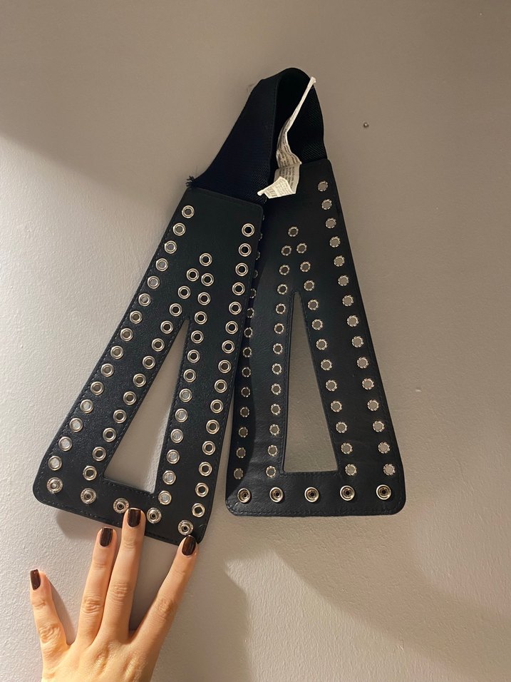 Tokalı Siyah Deri Punk Kemer Korse - Görsel 3