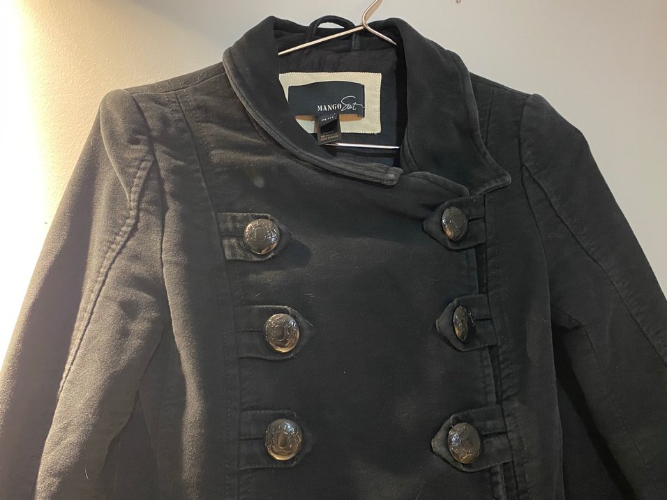 Mango Vintage Siyah Kaban - Görsel 4